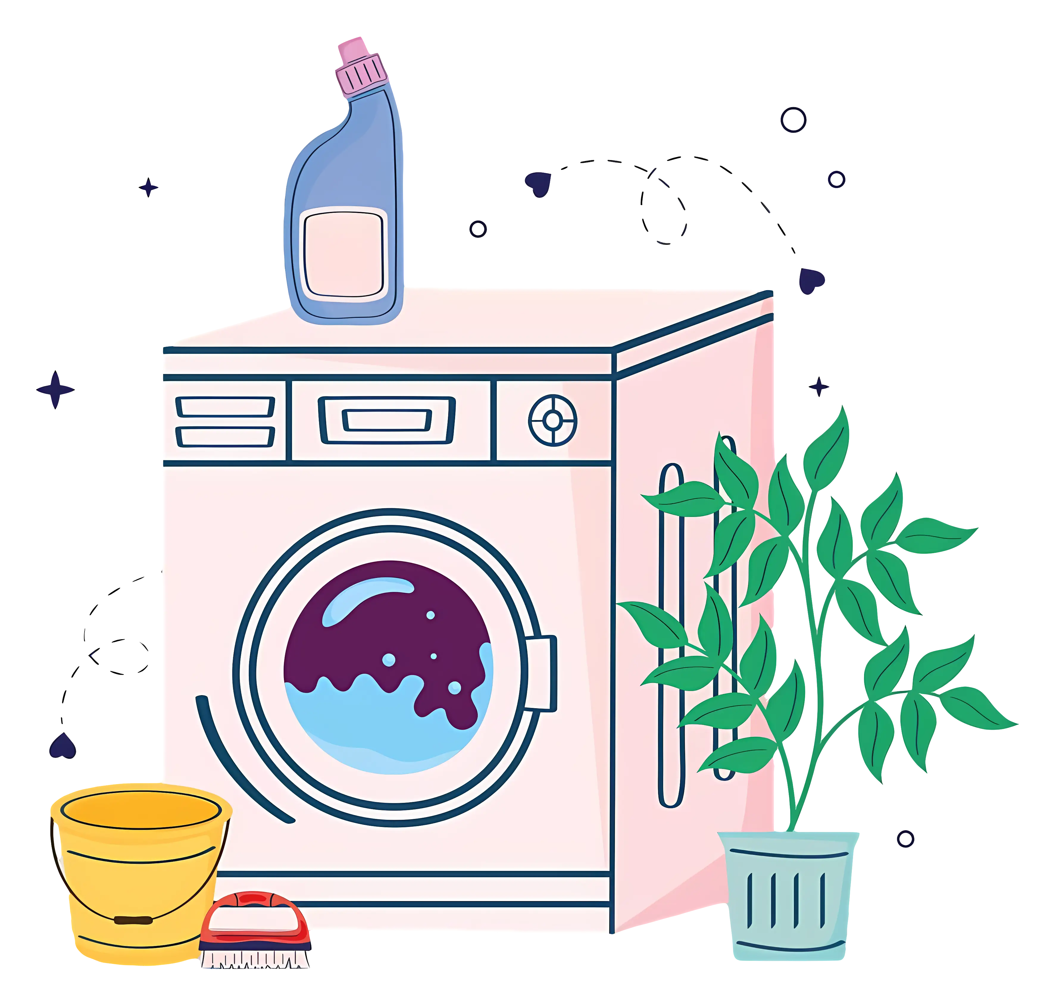 Laundry Setup with Washing Machine and Detergent