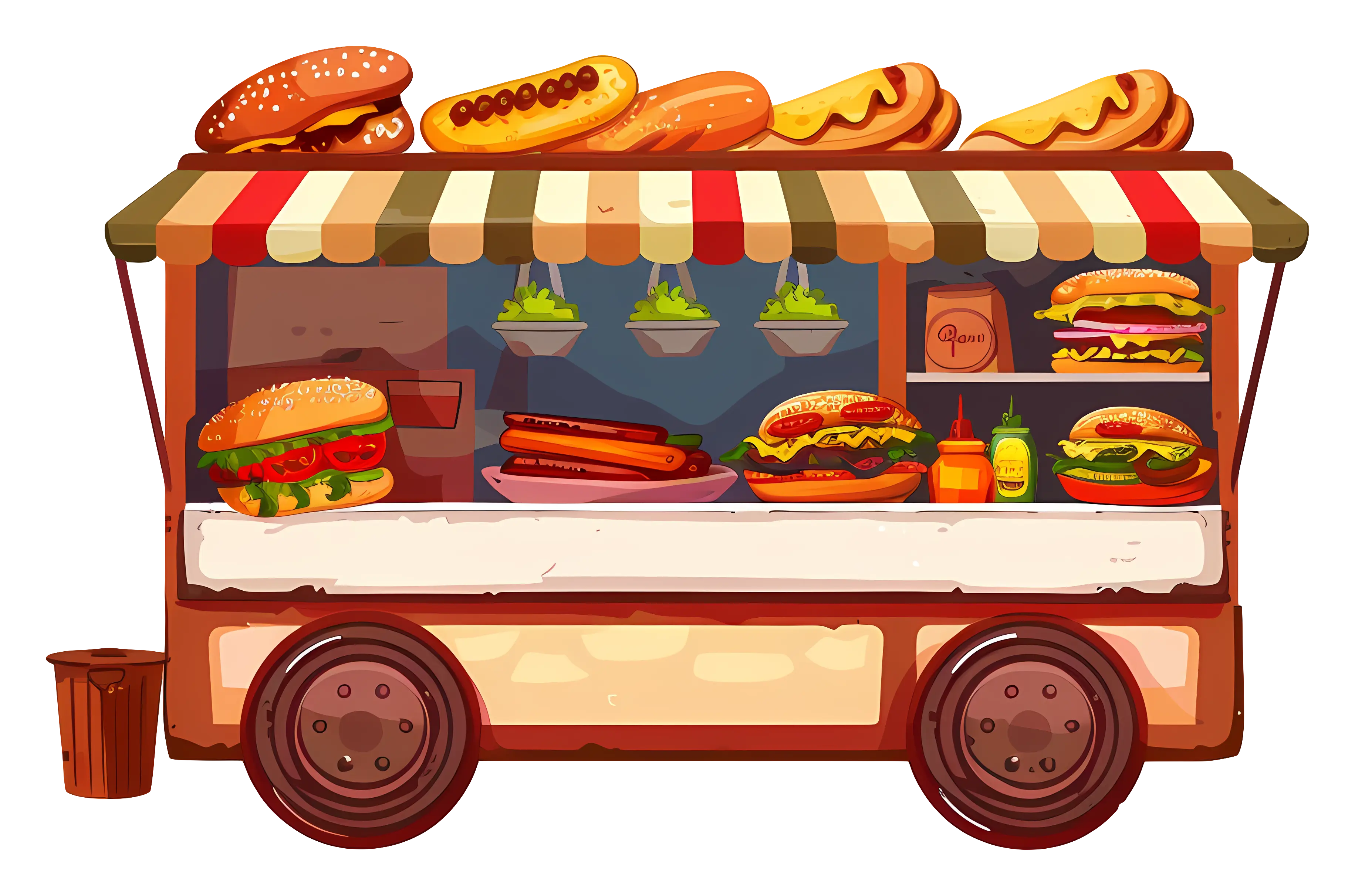 Street Food Truck with Burgers and Hotdogs