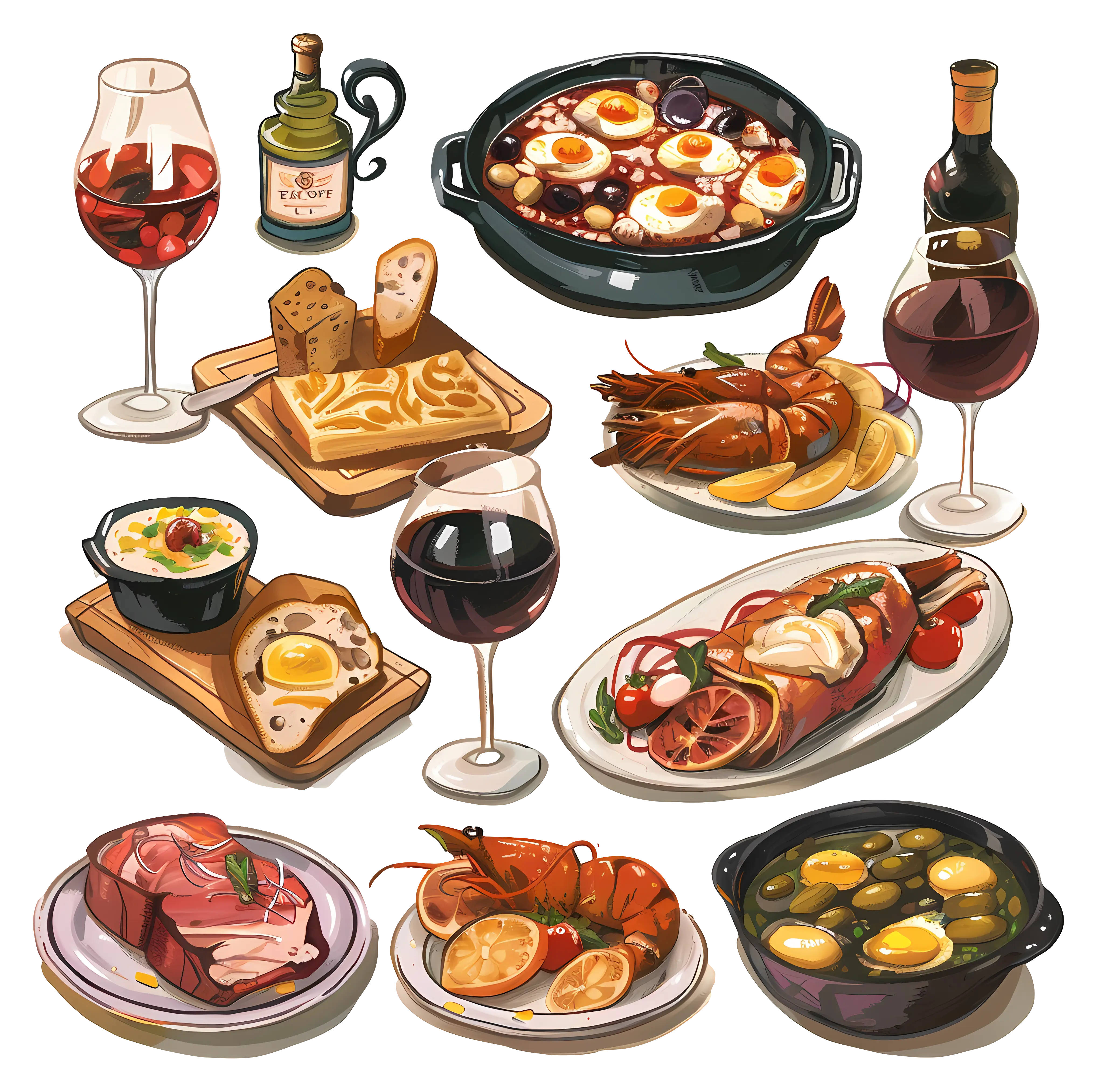 Assorted Food and Drinks