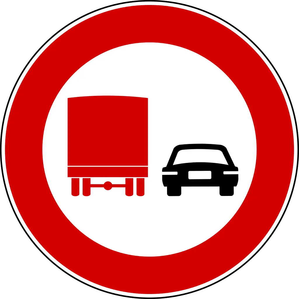 No Overtaking Traffic Sign
