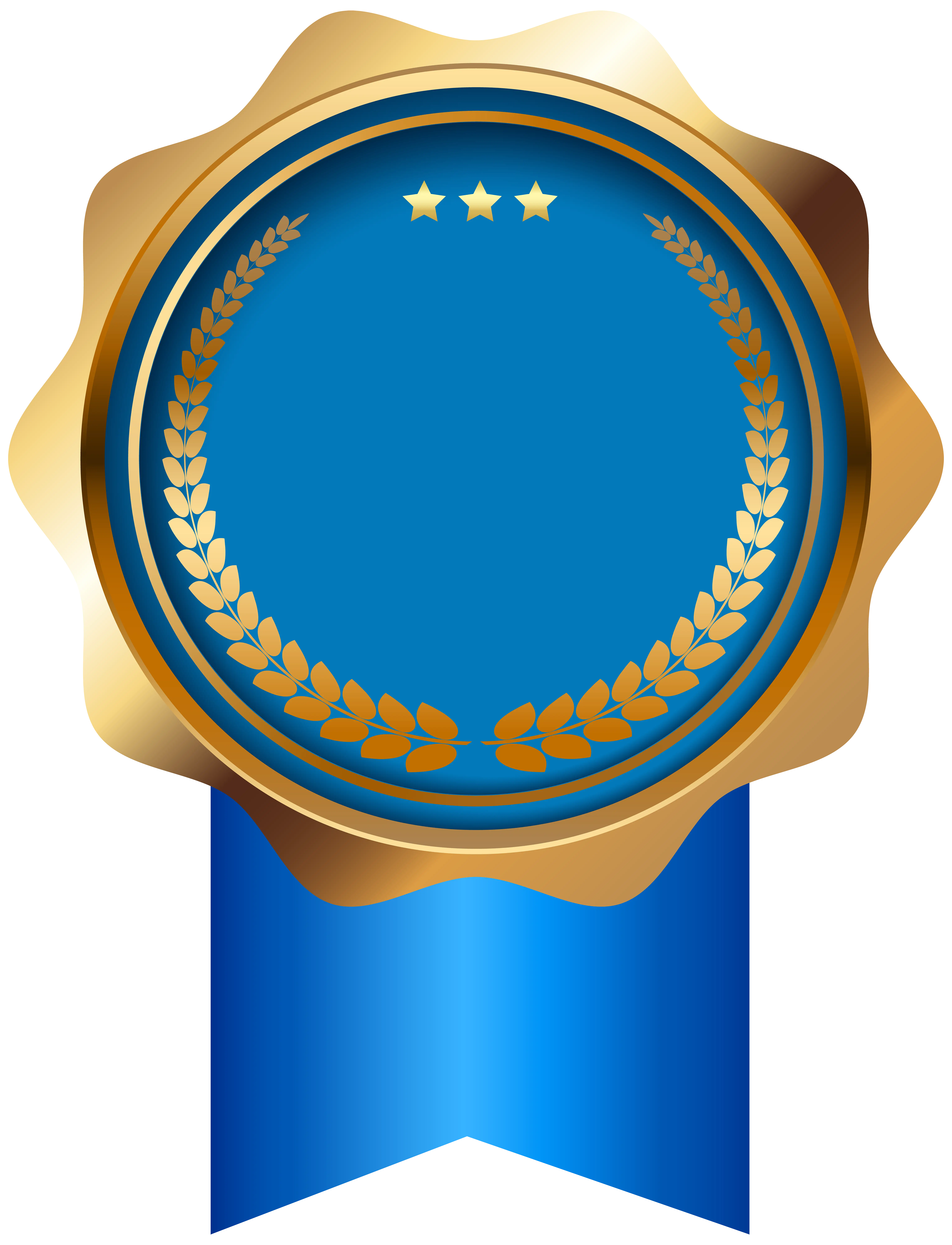 Gold and Blue Award Badge with Ribbon