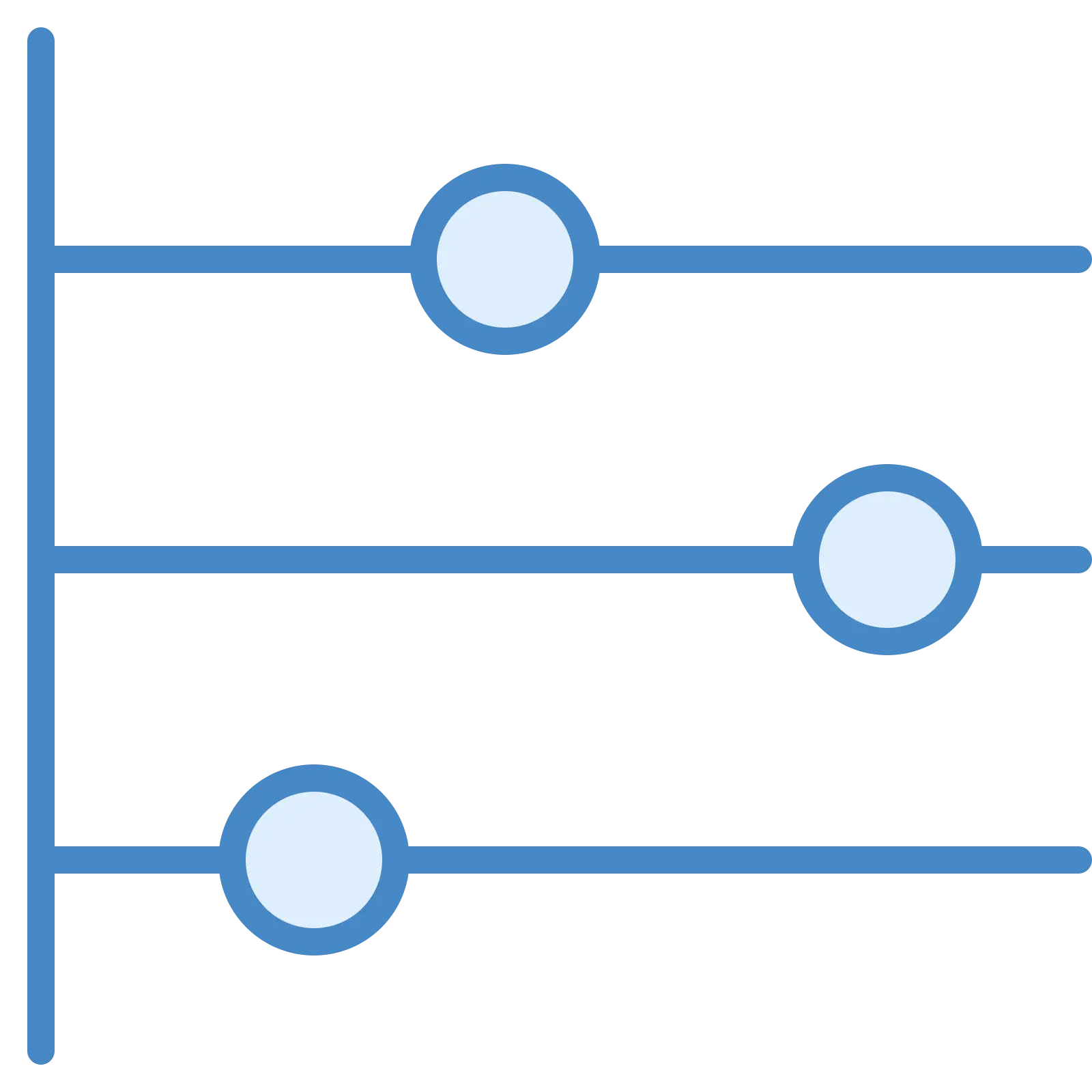 Three Blue Sliders Icon Illustration