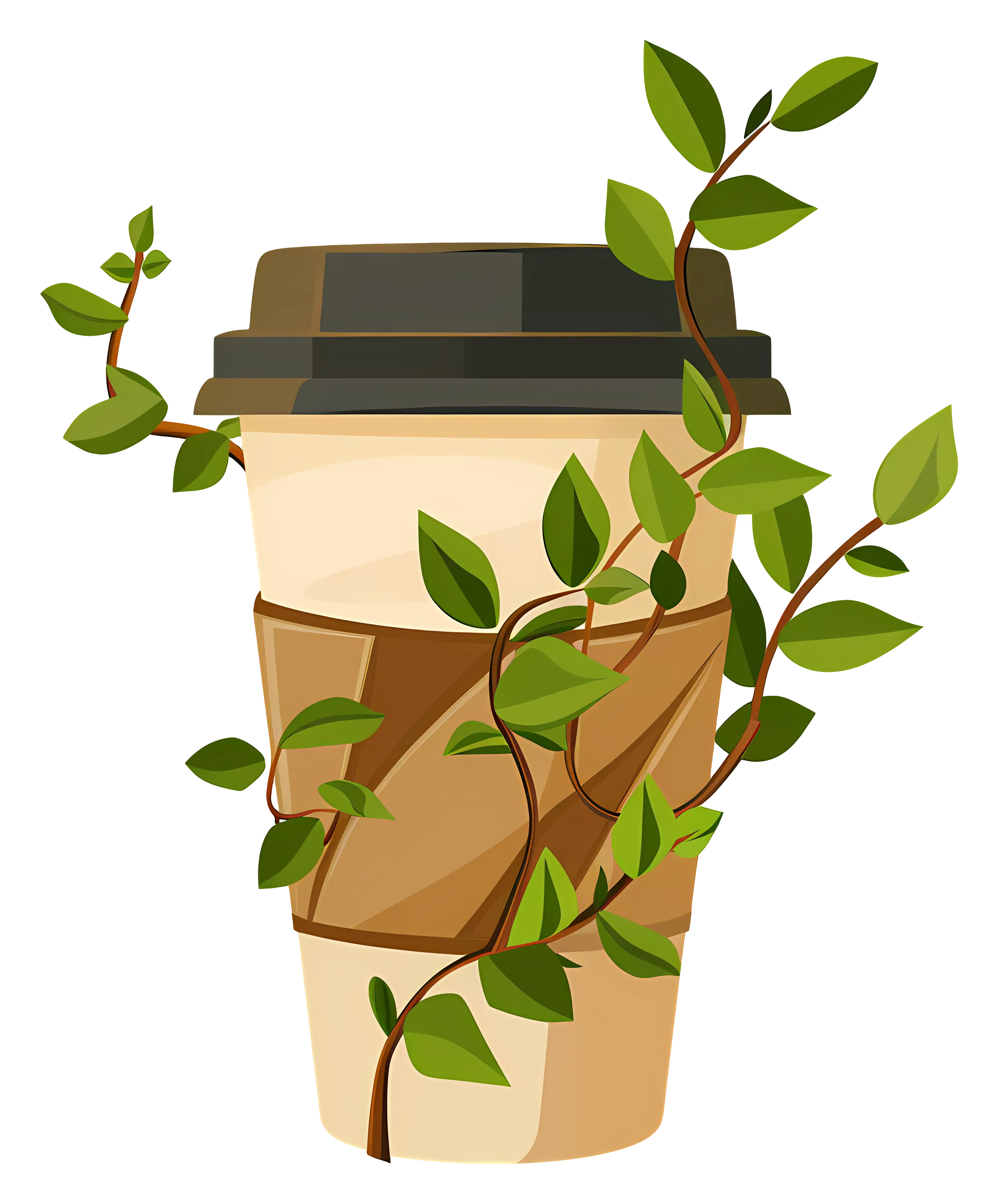 Nature-Themed Coffee Cup with Vines