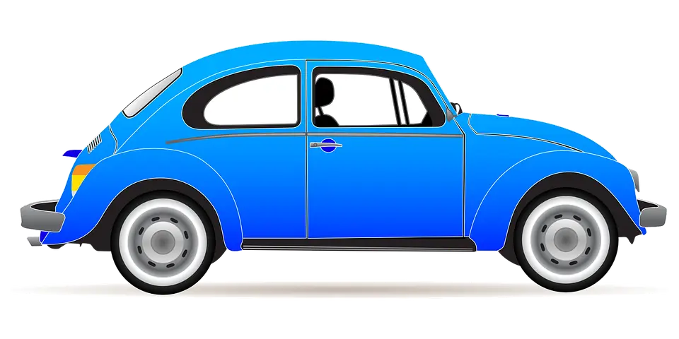 Blue Retro Car Illustration