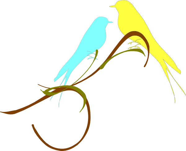Two Colorful Birds on a Branch Illustration
