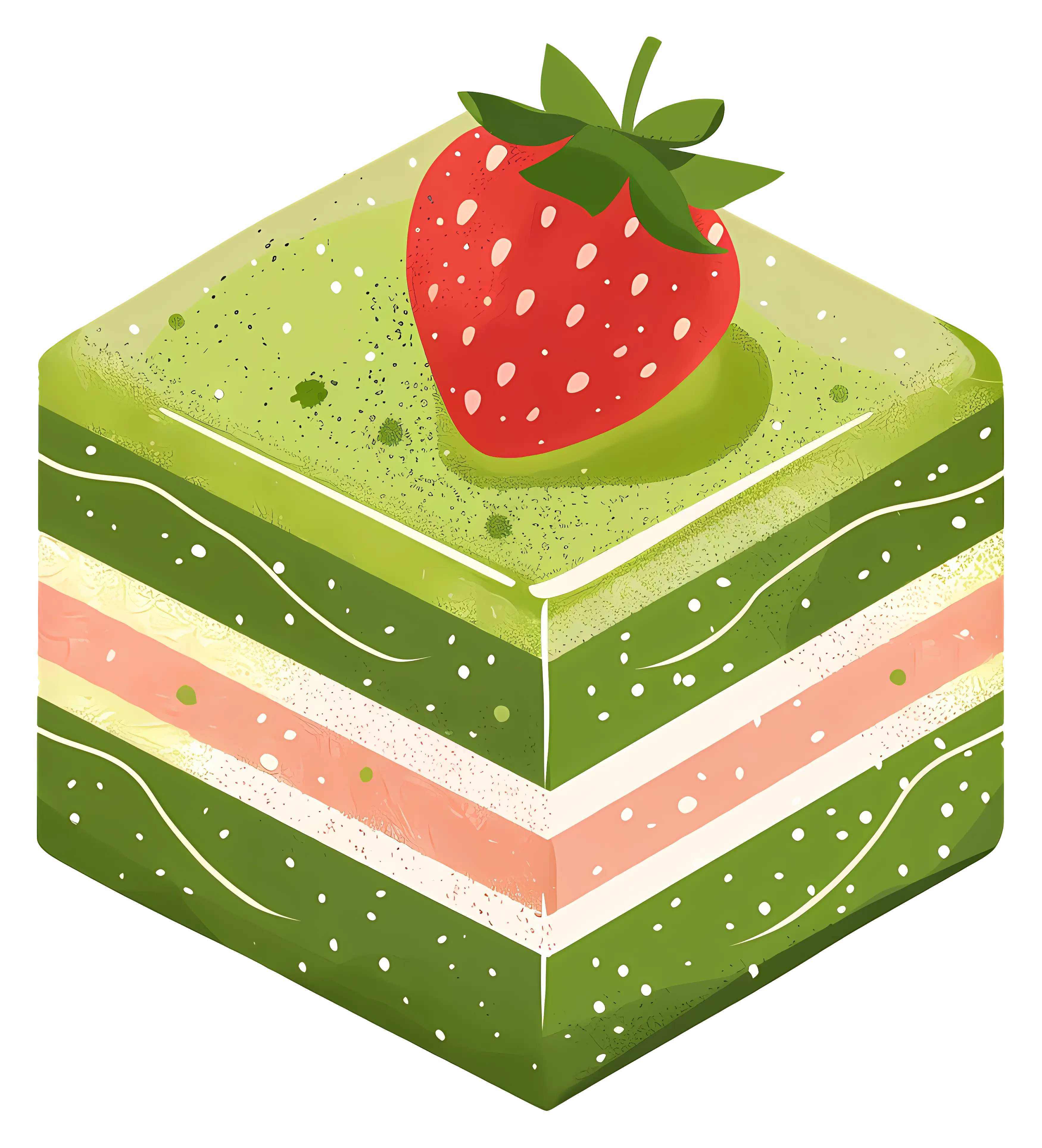 Matcha Layer Cake with Strawberry Topping