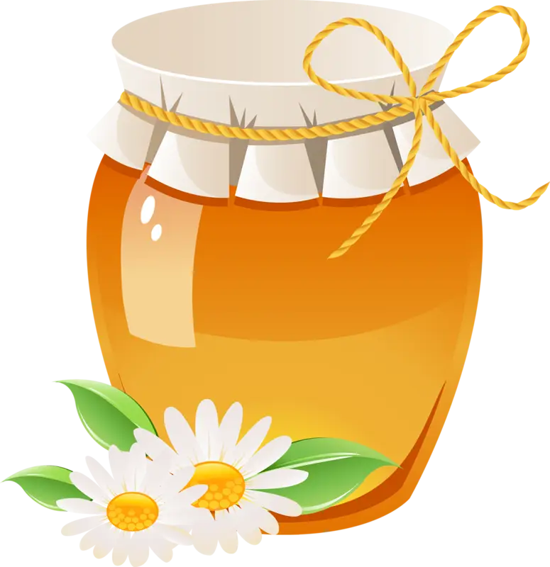 Glass Honey Jar with Daisy Flowers