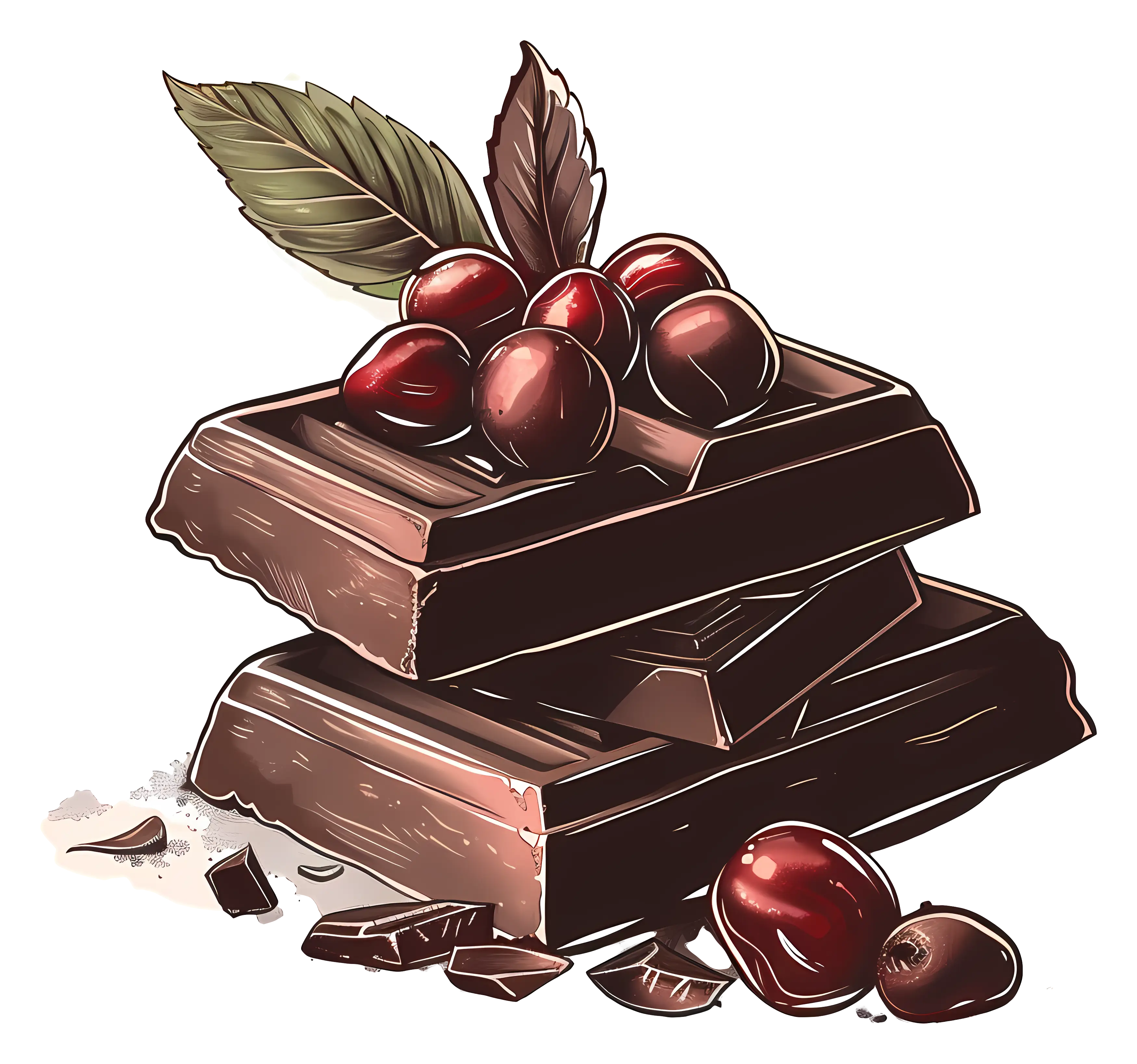 Chocolate bars with cherries