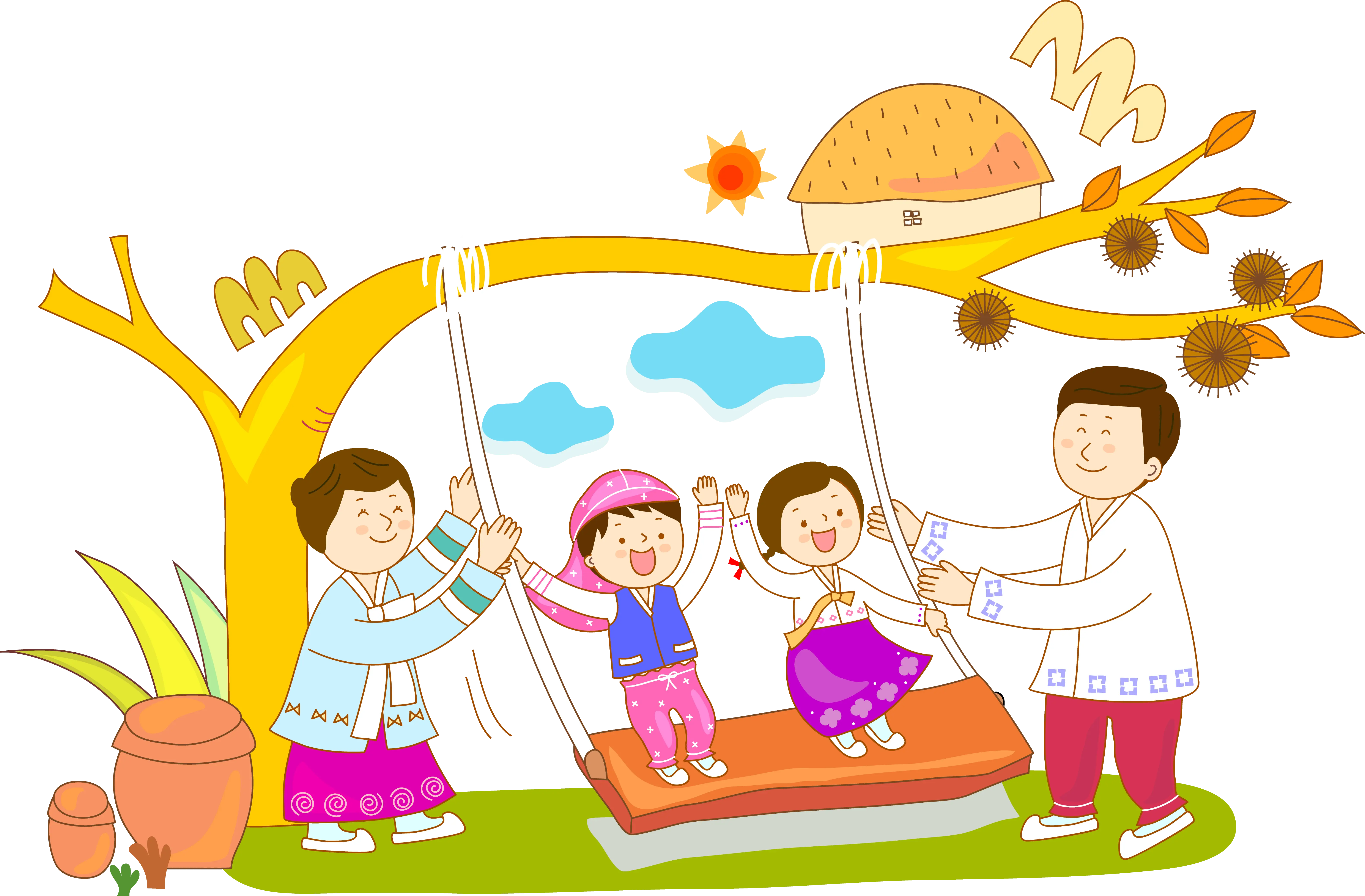 Family Swinging Together