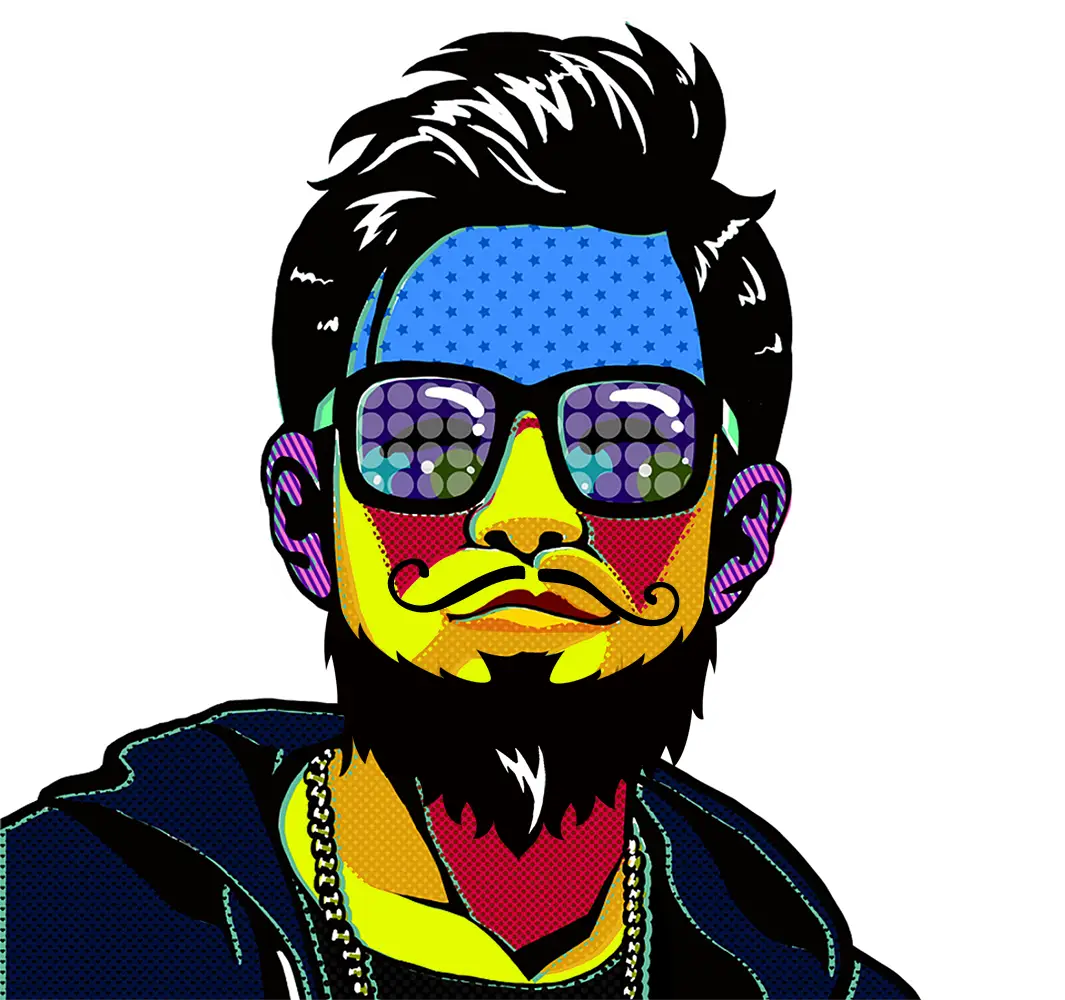 Colorful Pop Art Portrait with Sunglasses