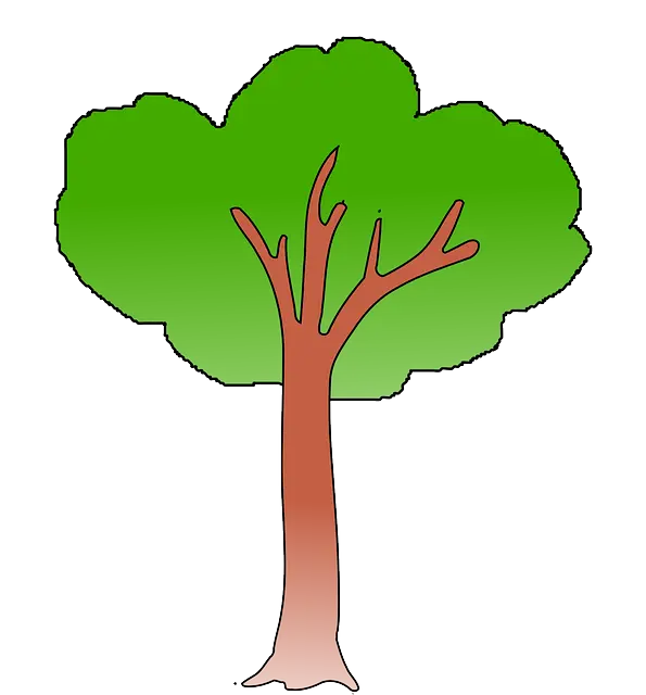 Green Tree Illustration with Brown Trunk