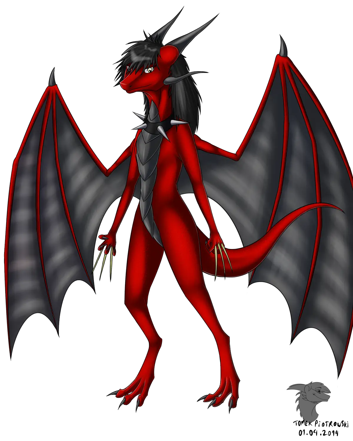 Red Dragon Character with Wings