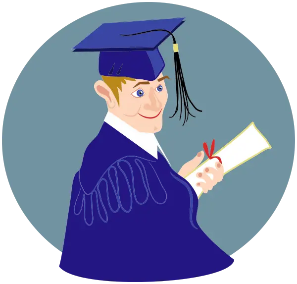 Graduate Student With Diploma Cartoon