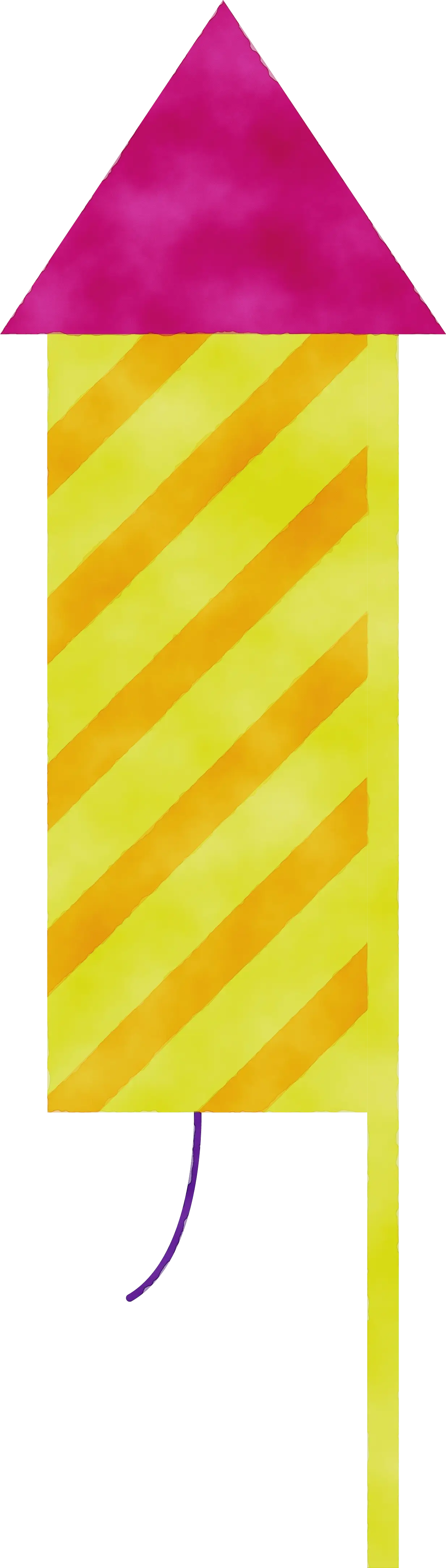 Yellow and Pink Striped Rocket Firework for Celebration