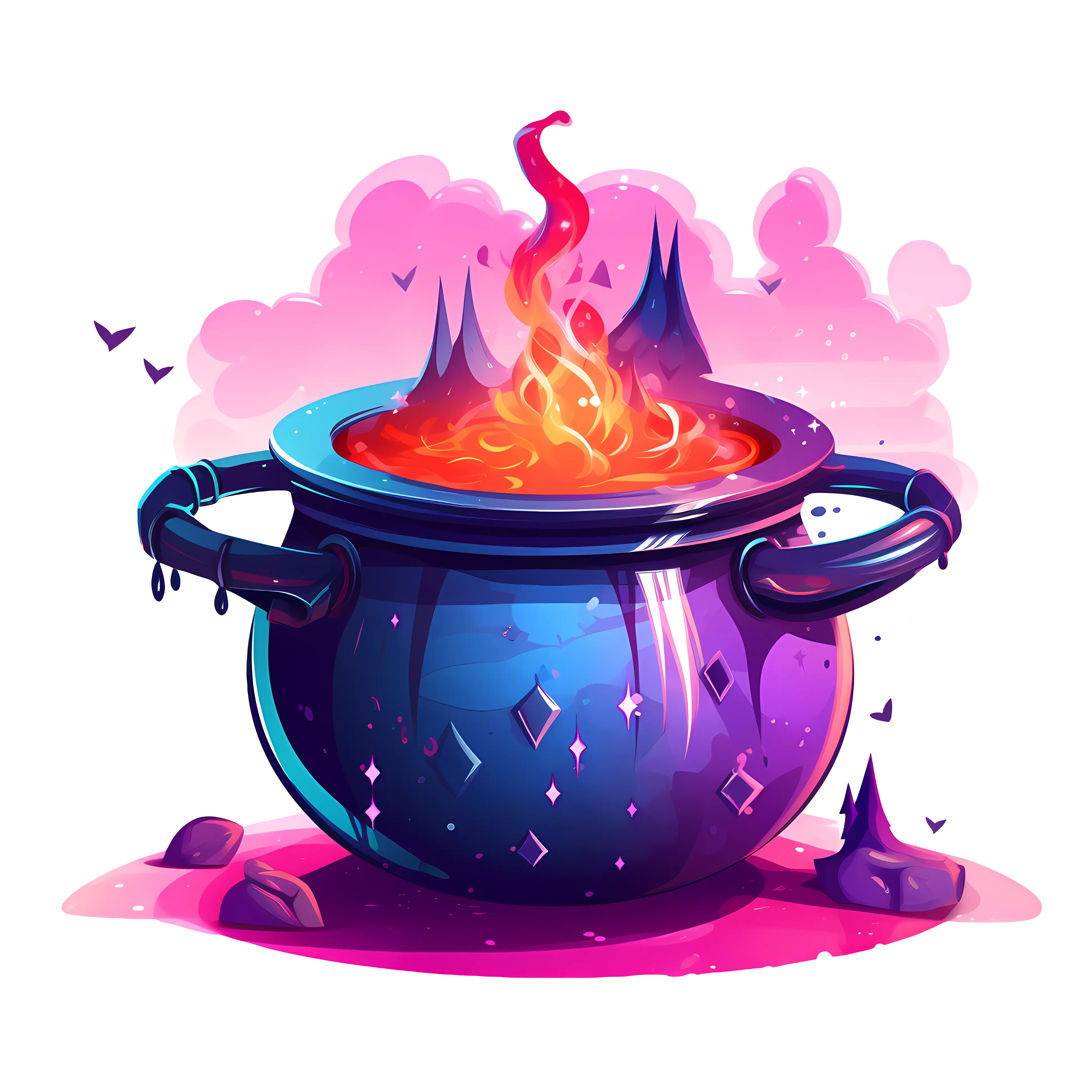 Magical Cauldron with Fire