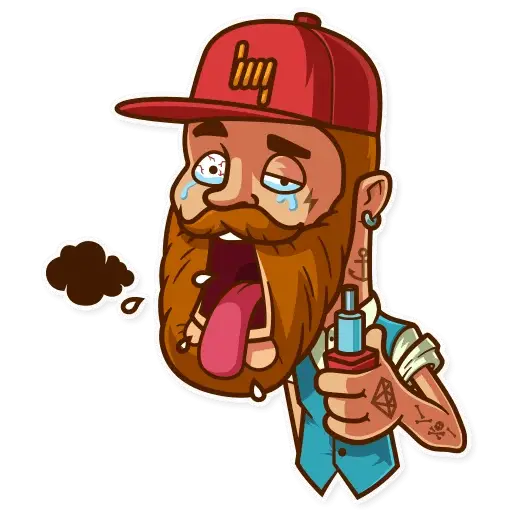 Cartoon Bearded Man with Vape