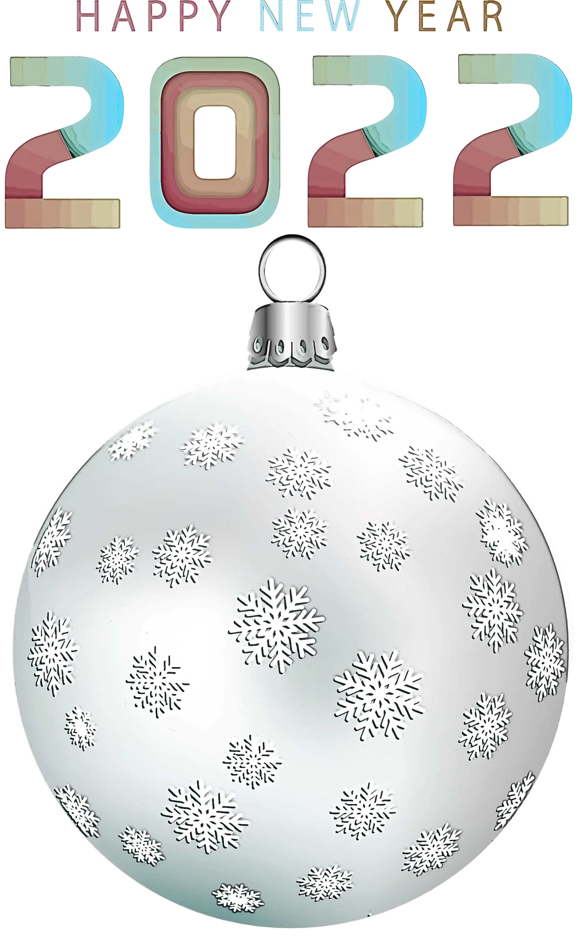 Silver Christmas Ornament with Snowflakes for New Year 2022