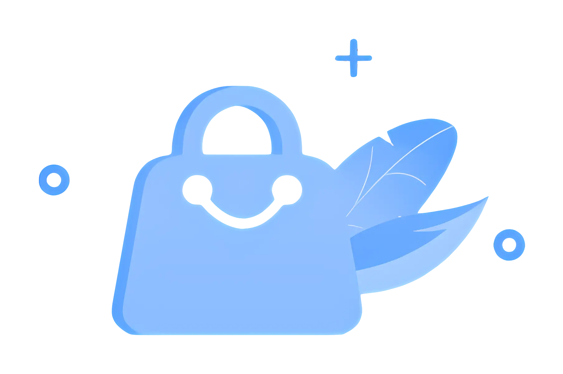Happy Blue Shopping Bag Illustration