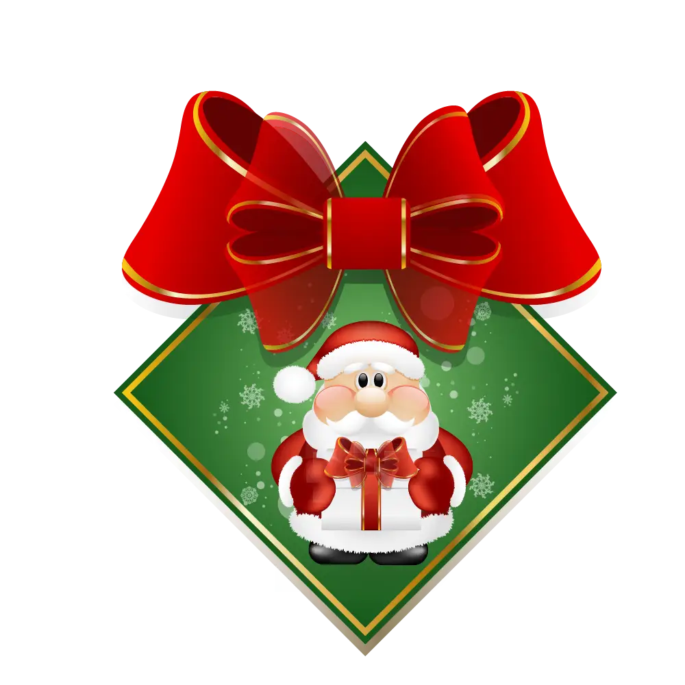 Festive Christmas Bow with Santa Icon