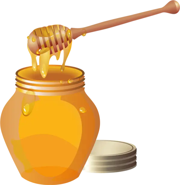 Glossy Honey Jar with Wooden Dipper Illustration