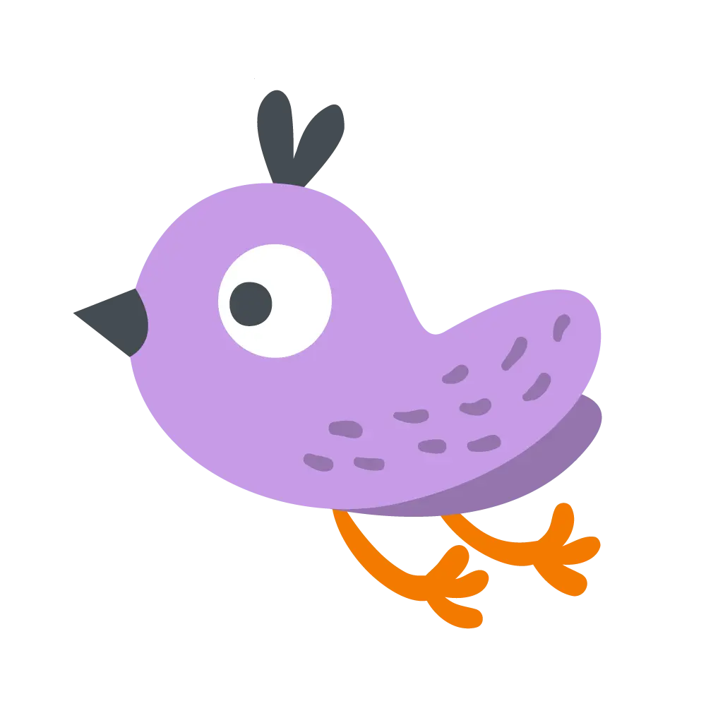 Cute Purple Cartoon Bird Illustration