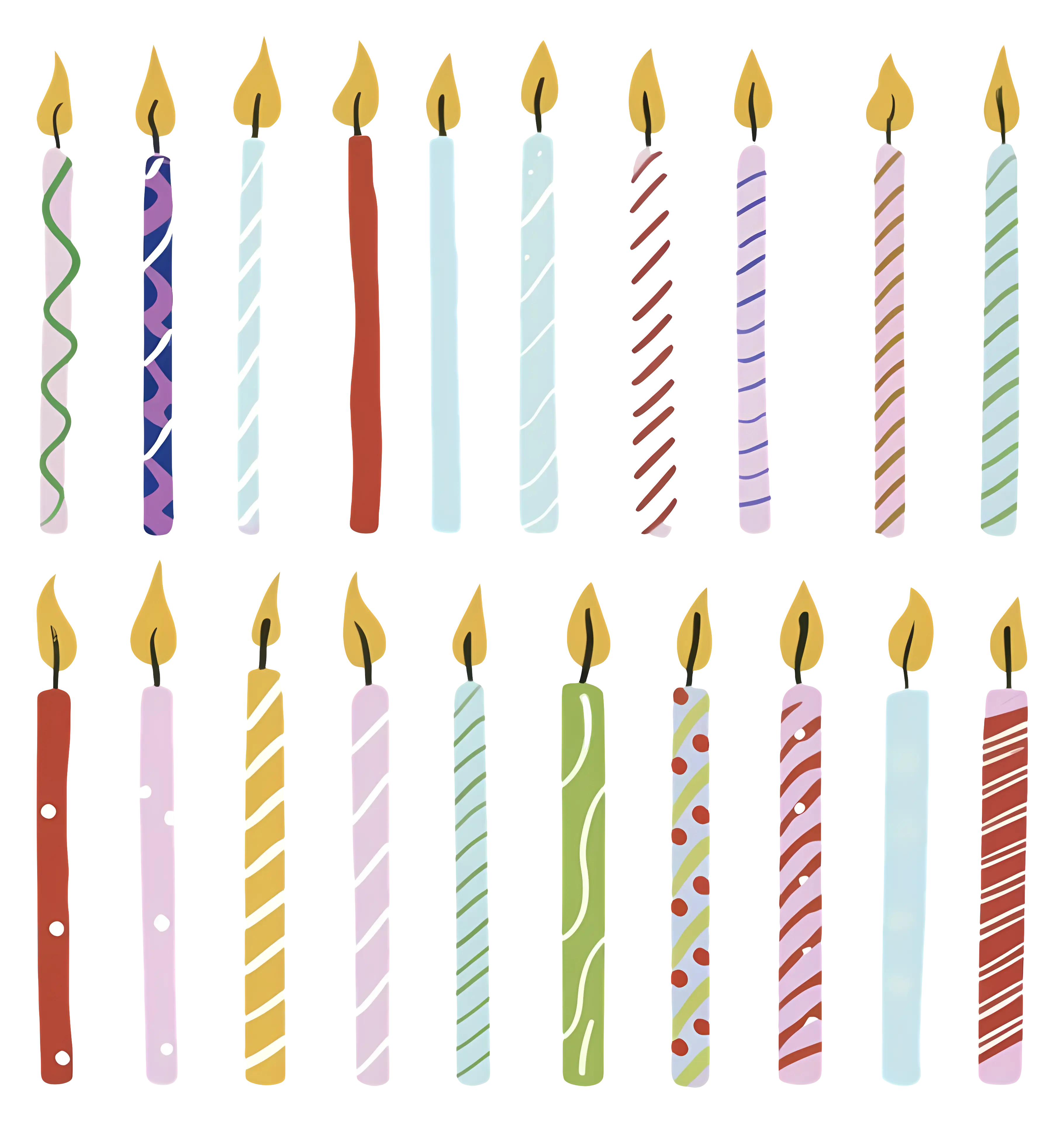 Set of Colorful Decorative Birthday Candles