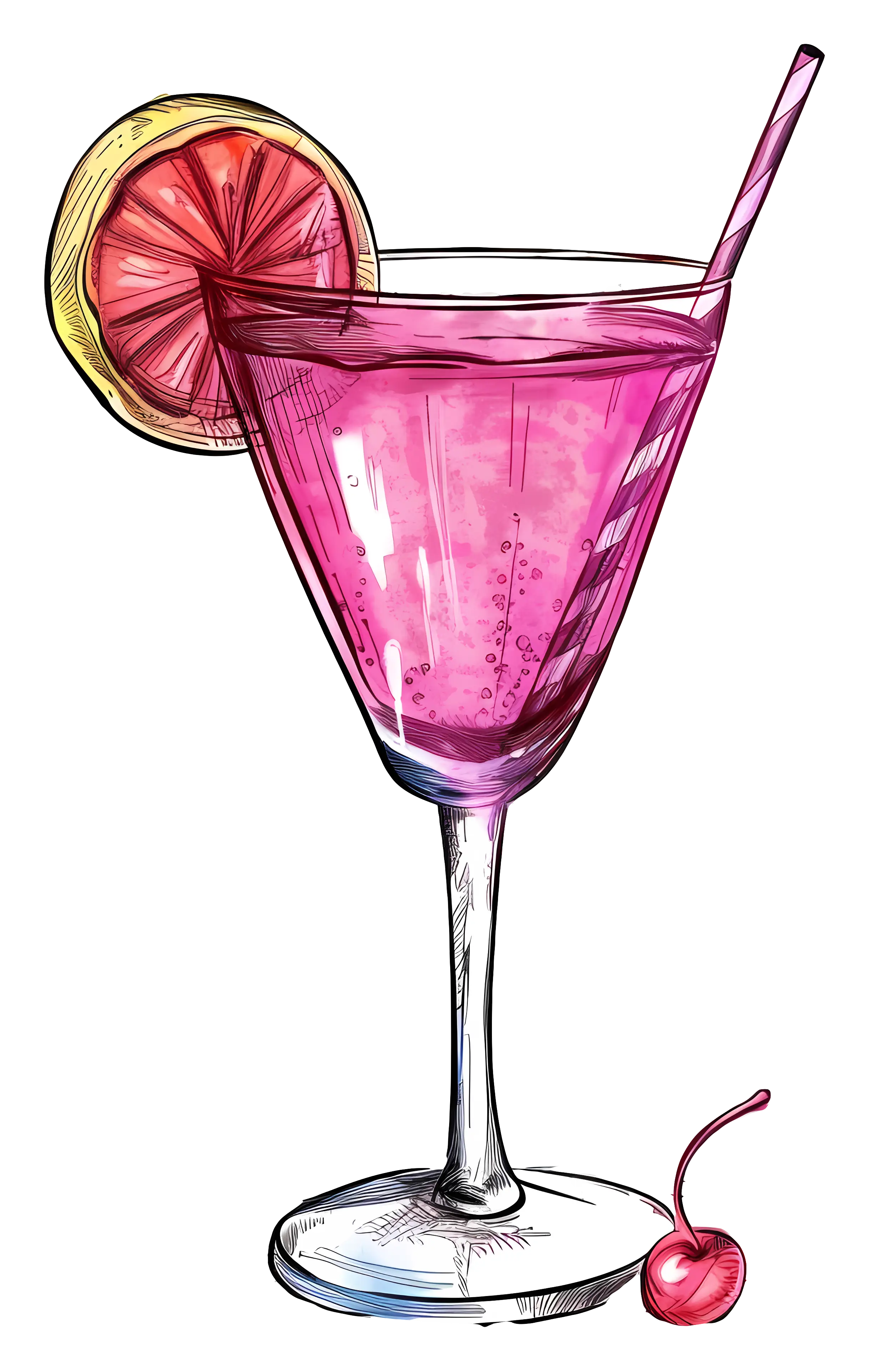 Cocktail Glass with Garnishes