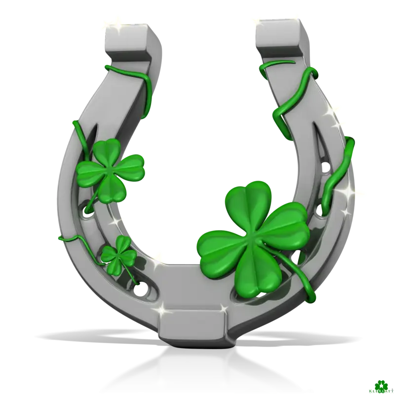 Horseshoe with Green Clovers for Good Luck