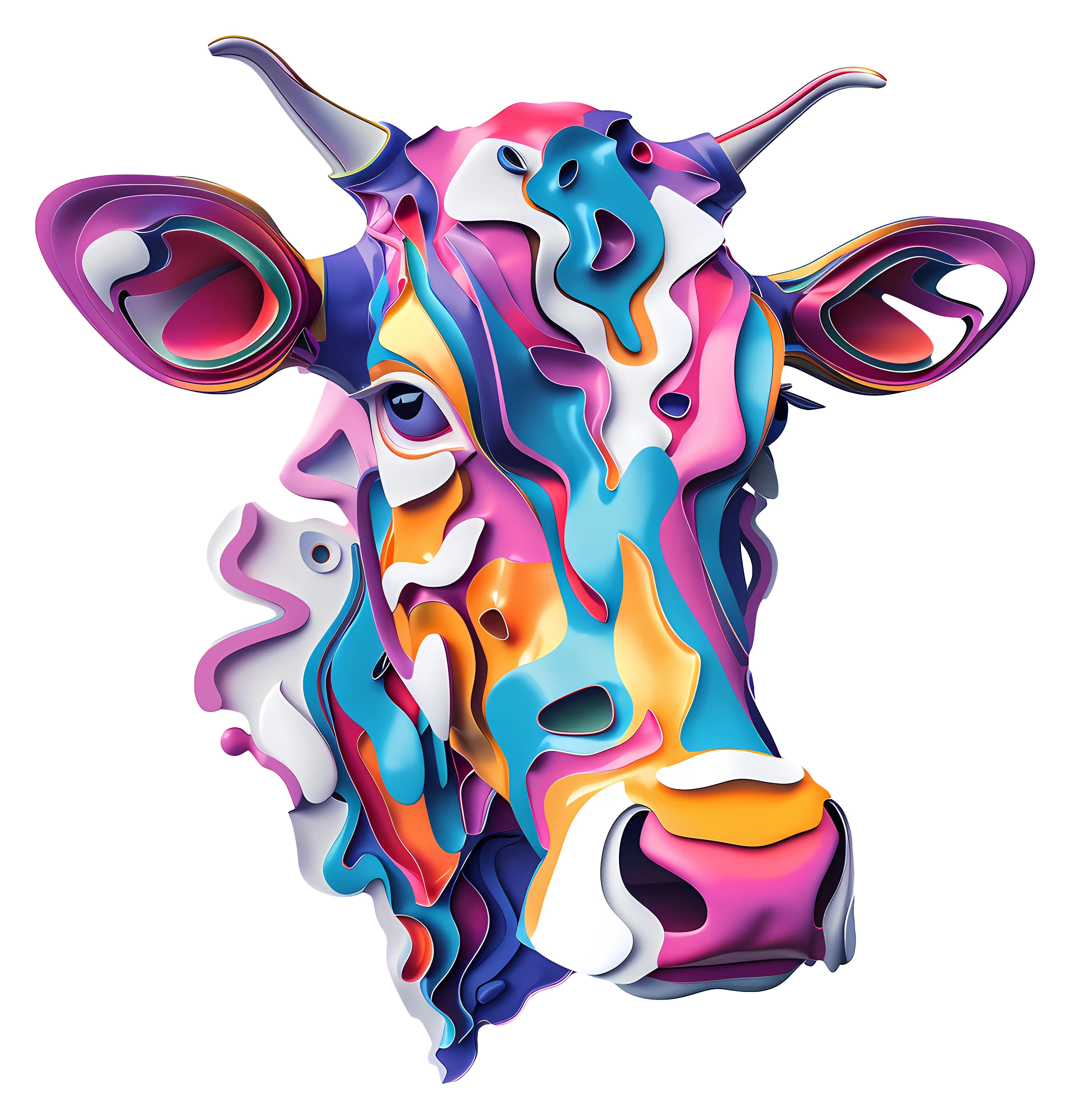 Colorful Cow in Artistic Style
