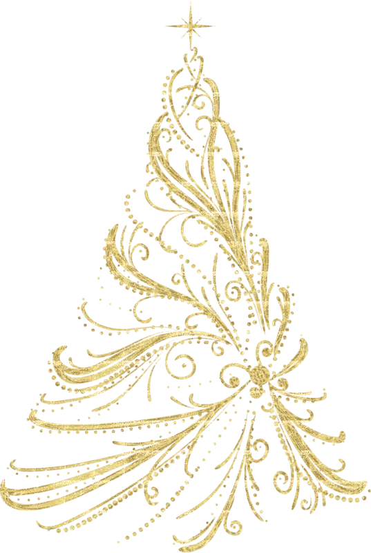 Golden Christmas Tree with Decorative Patterns