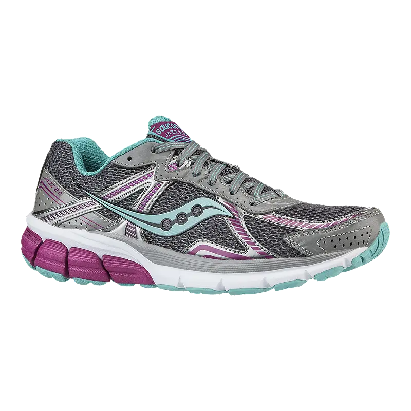 Gray and Purple Mesh Running Shoe