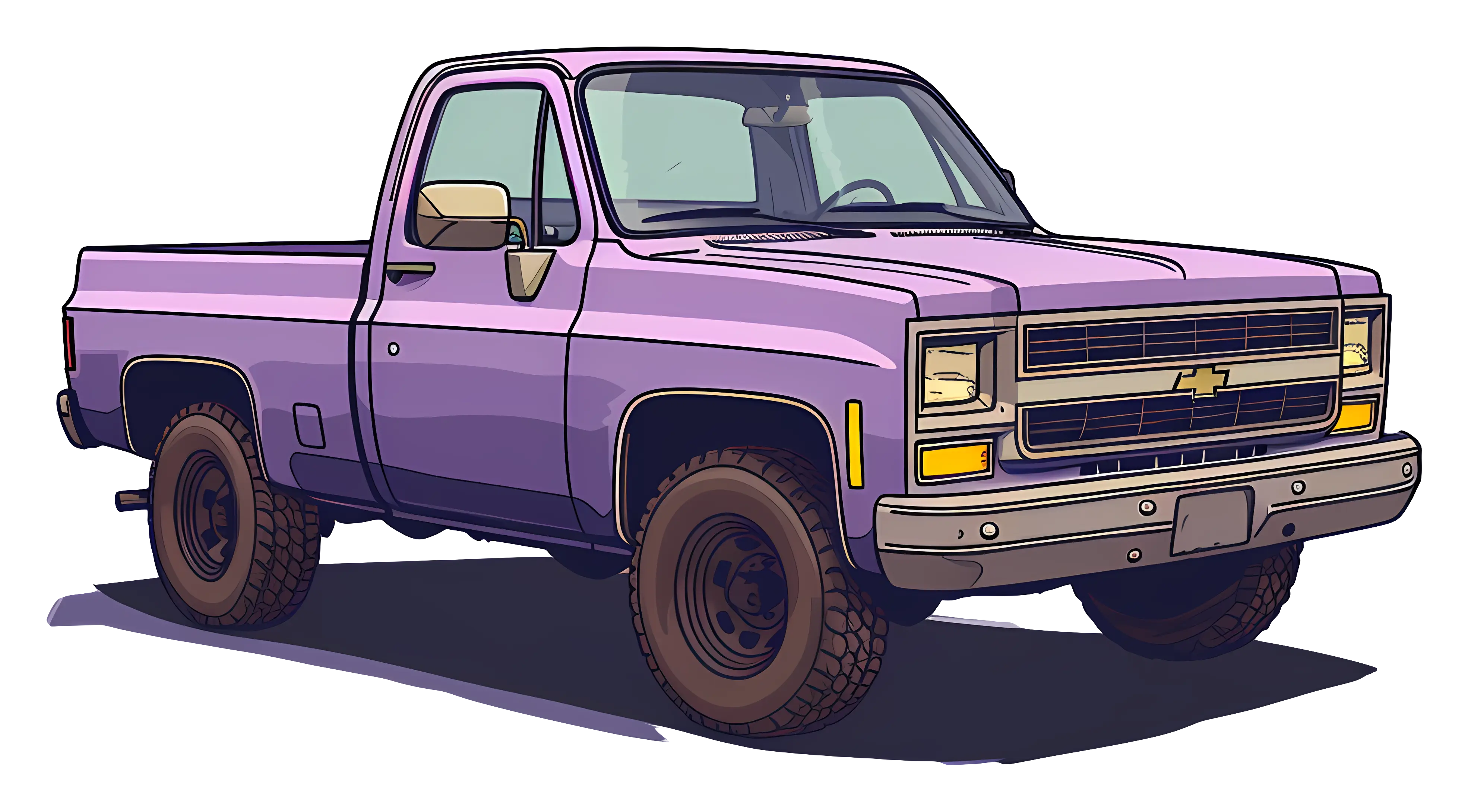 Purple Vintage Pickup Truck Illustration