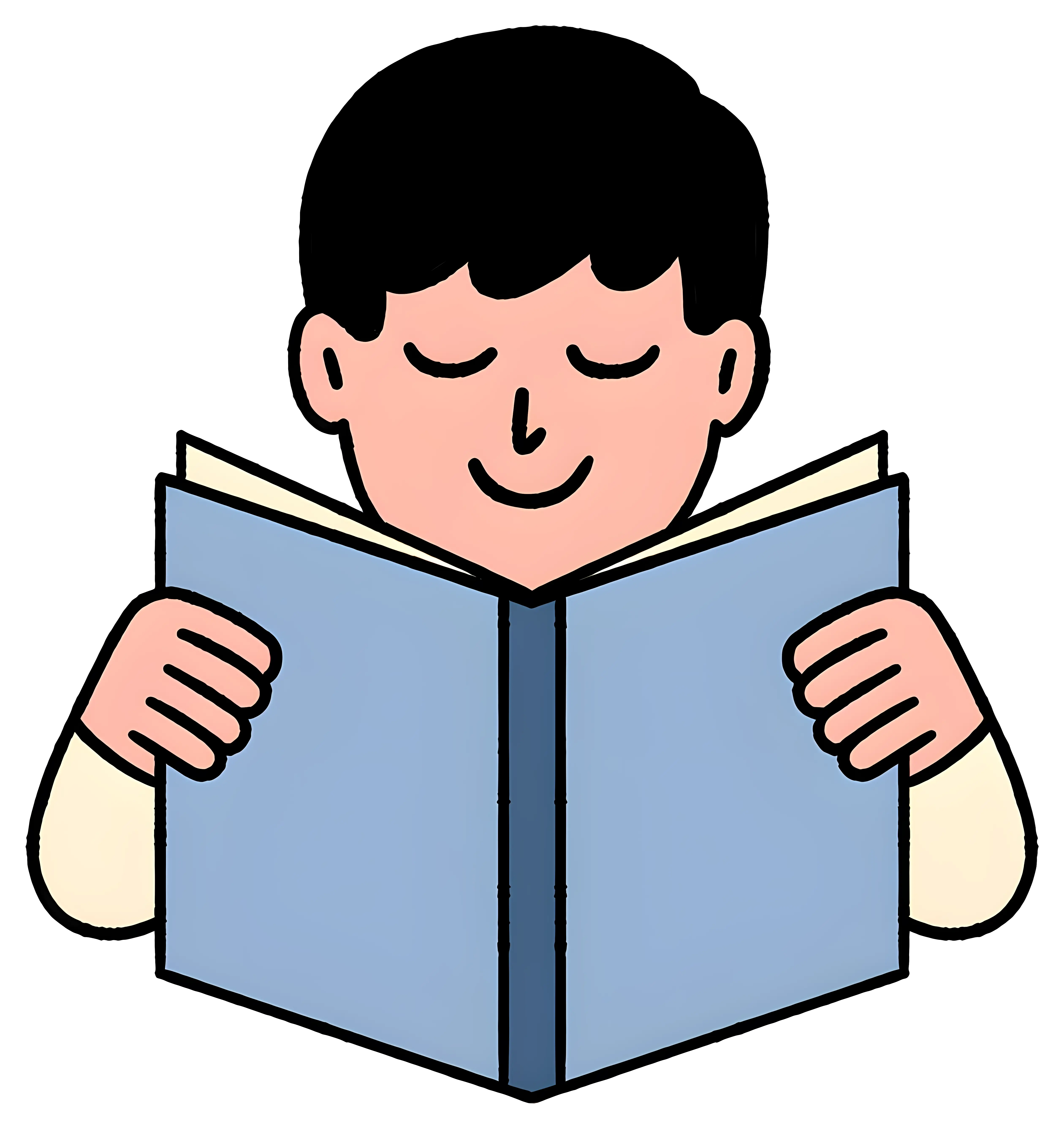 Illustration of Boy Reading a Book