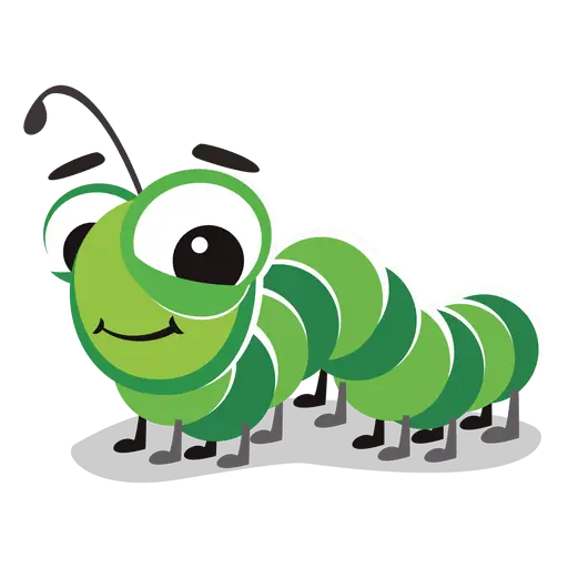 Smiling Green Caterpillar Cartoon