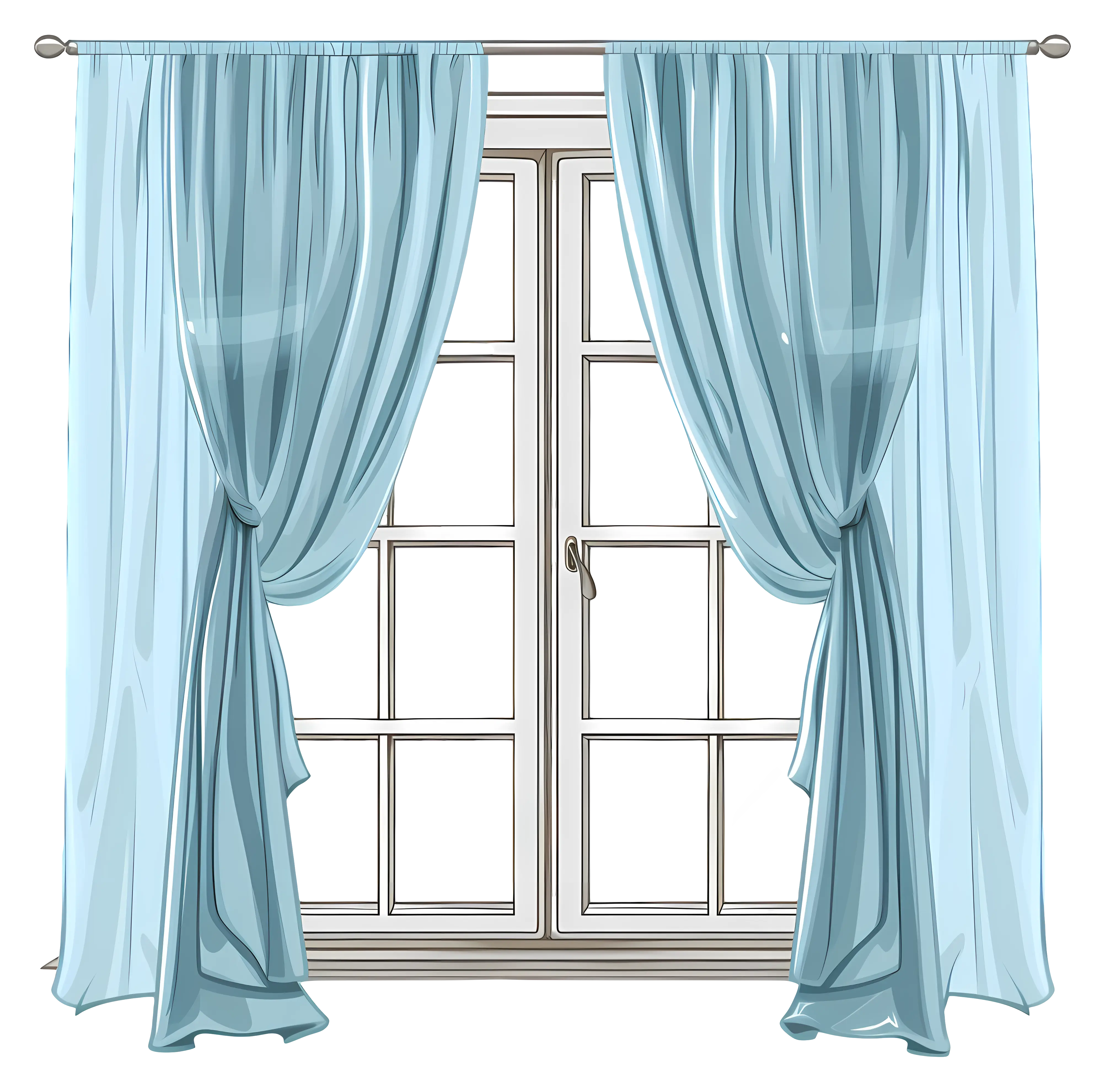 House Window with Draped Curtains