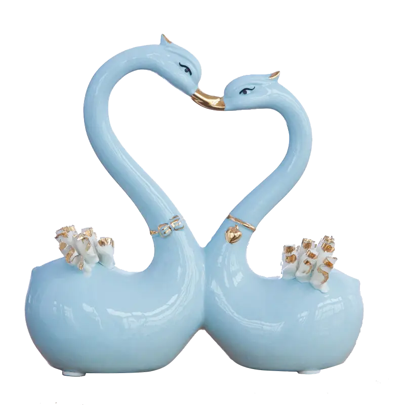 Elegant Blue Swan Figurines
