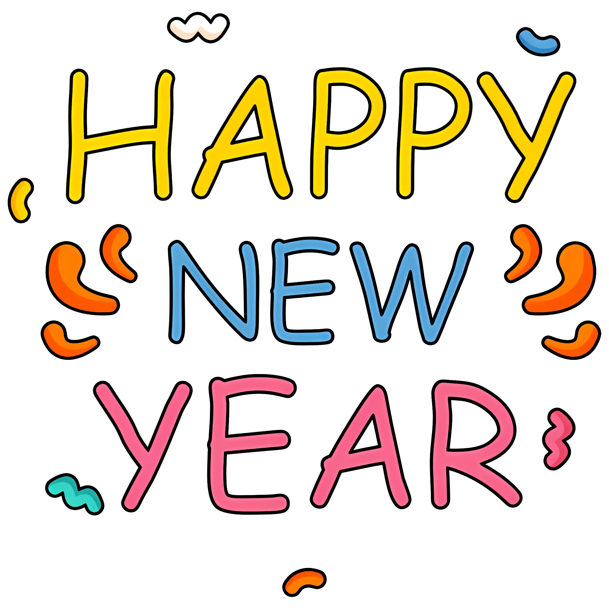 Colorful Happy New Year Text Art