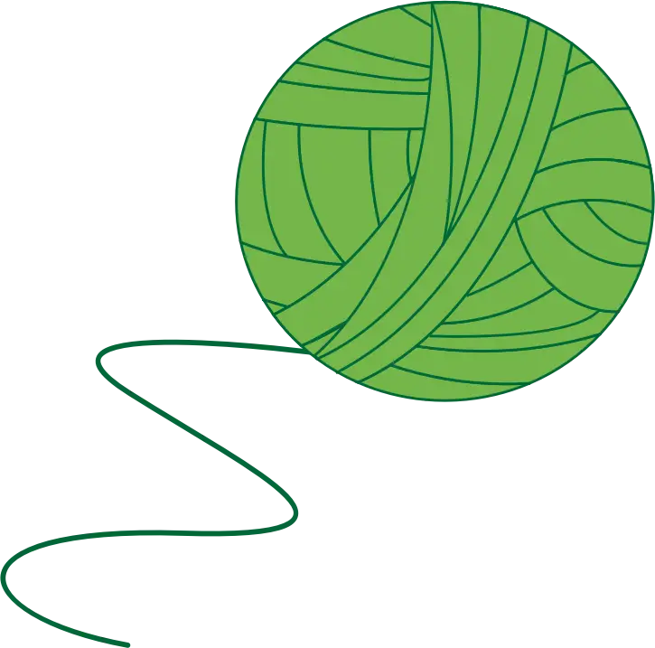 Green Ball of Yarn with Thread