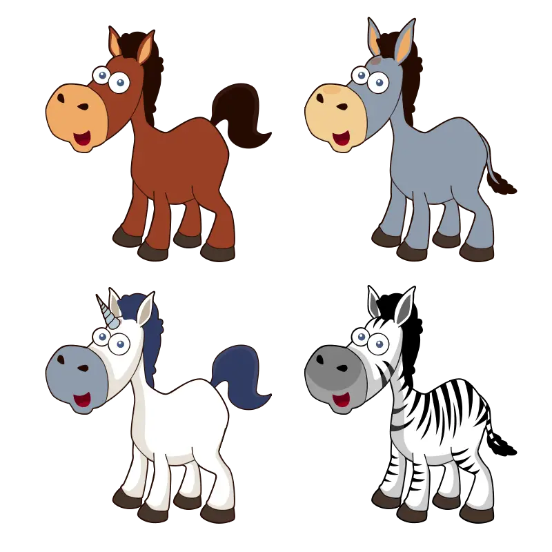 Cartoon Horses and Farm Animals for Kids