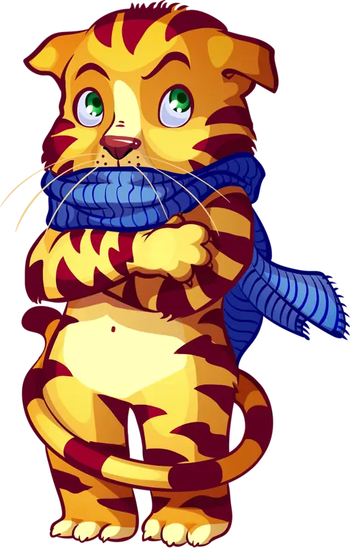 Cute Tiger with Blue Scarf