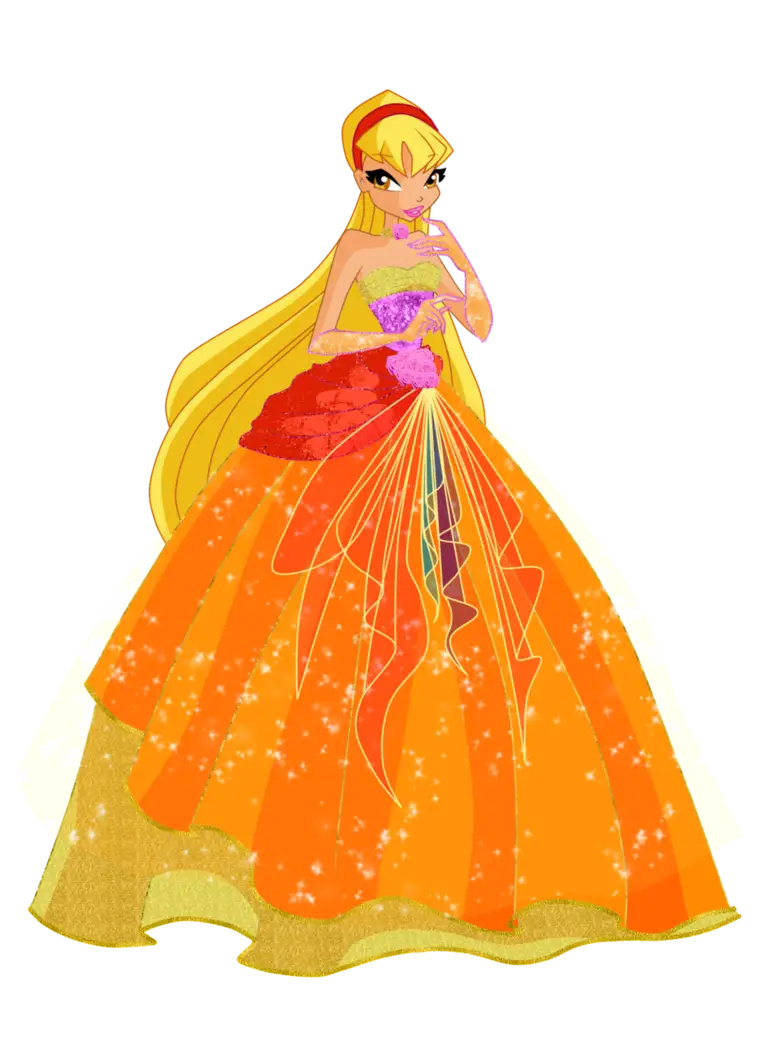 Princess in Sparkling Orange Dress