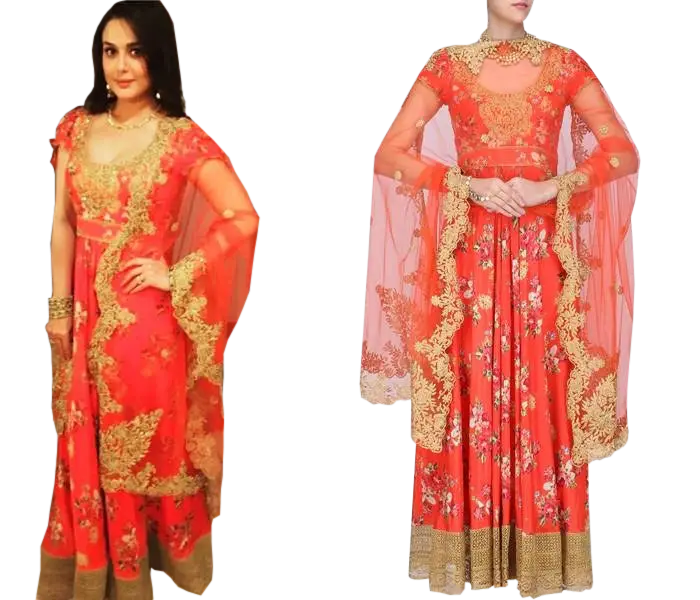 Elegant Red Dress with Gold Embroidery