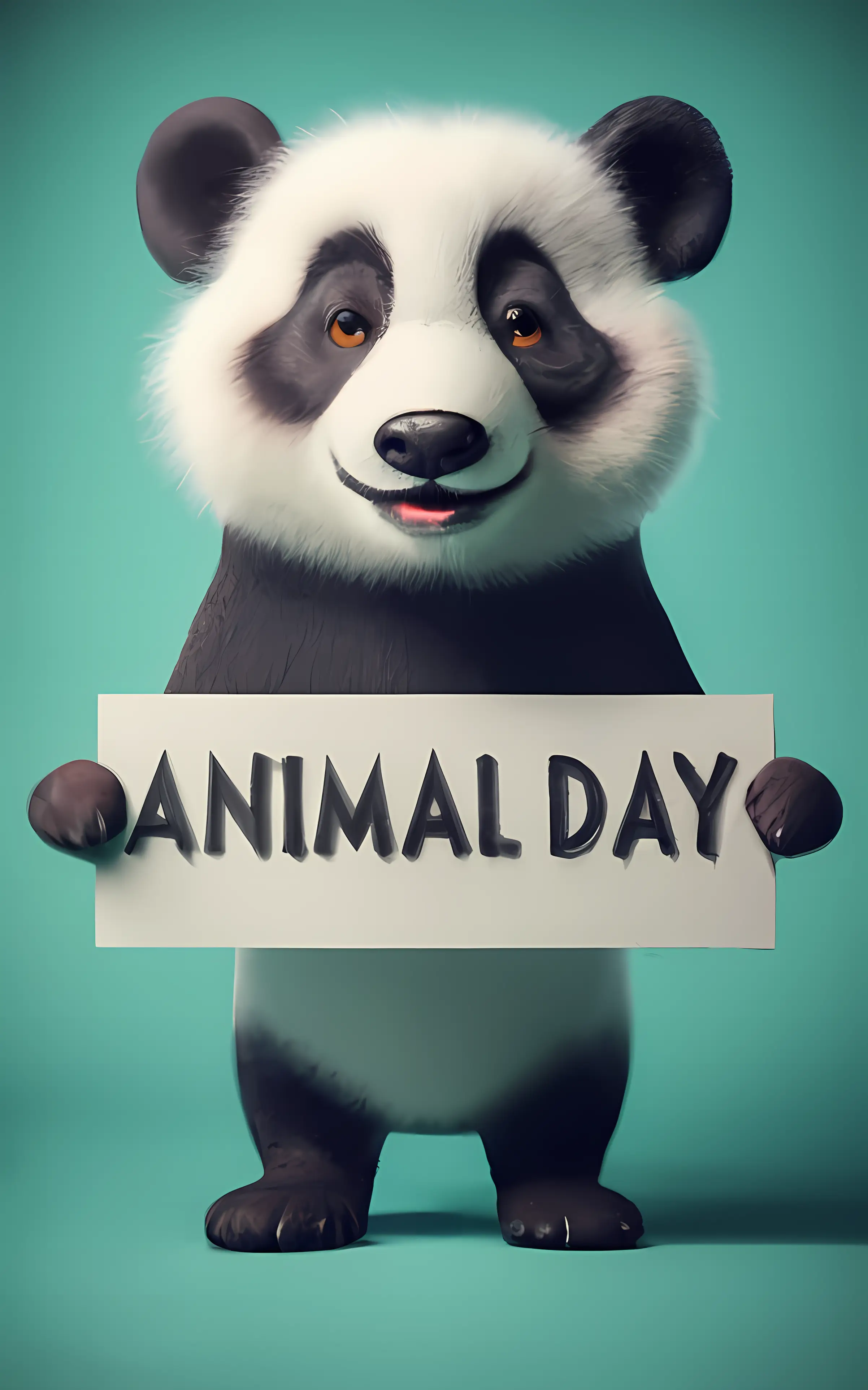 Cute Panda Holding Animal Day Sign