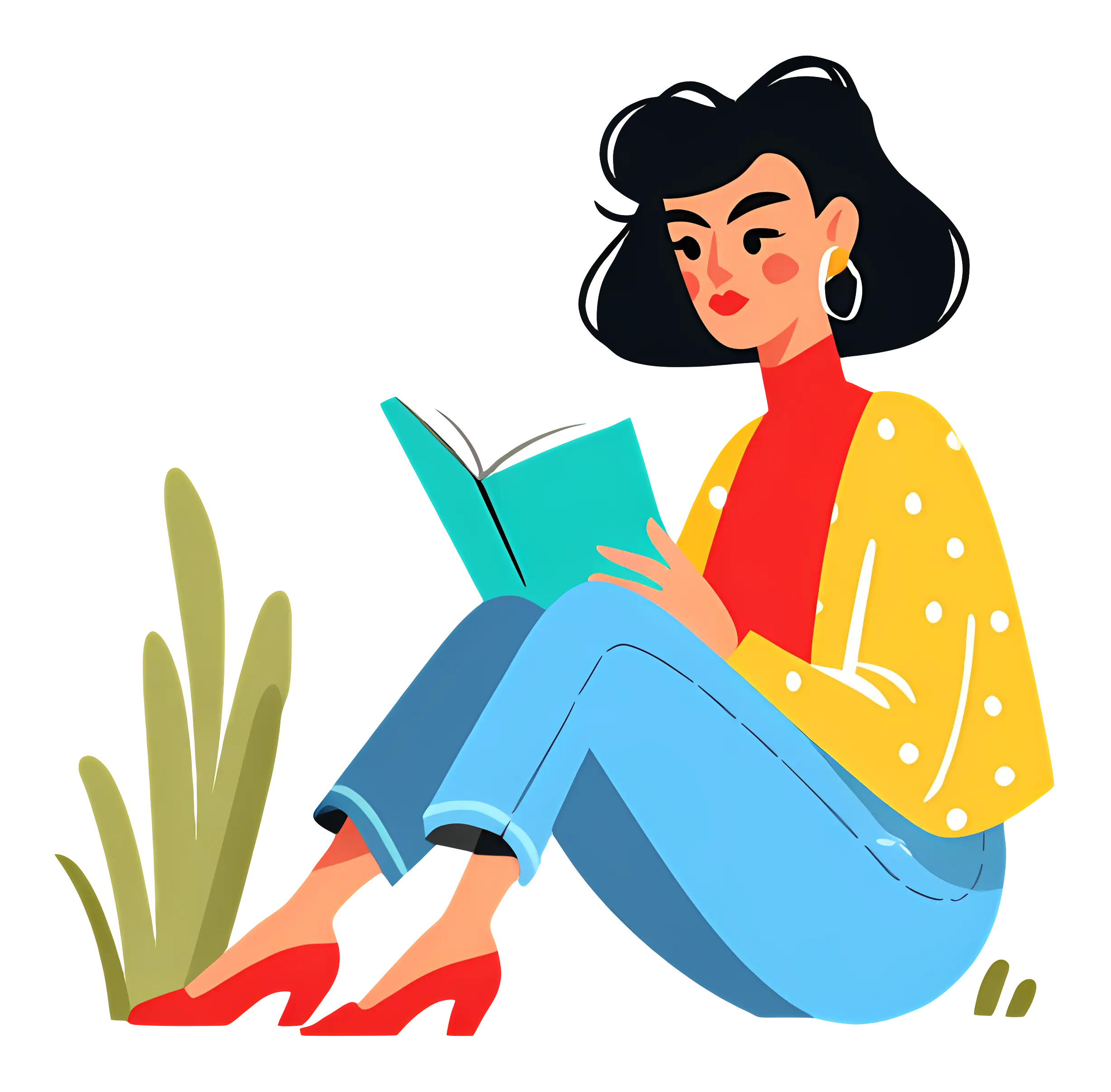Woman Reading a Book in a Relaxed Setting