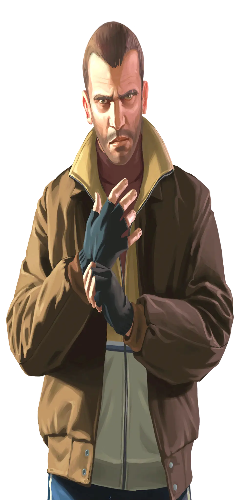 Animated Male Character in a Brown Jacket