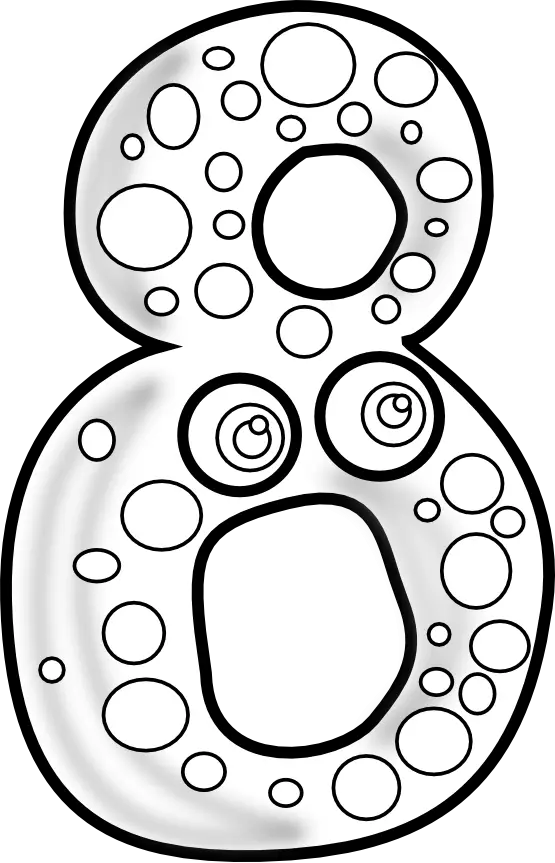Number Eight Bubble Style Illustration