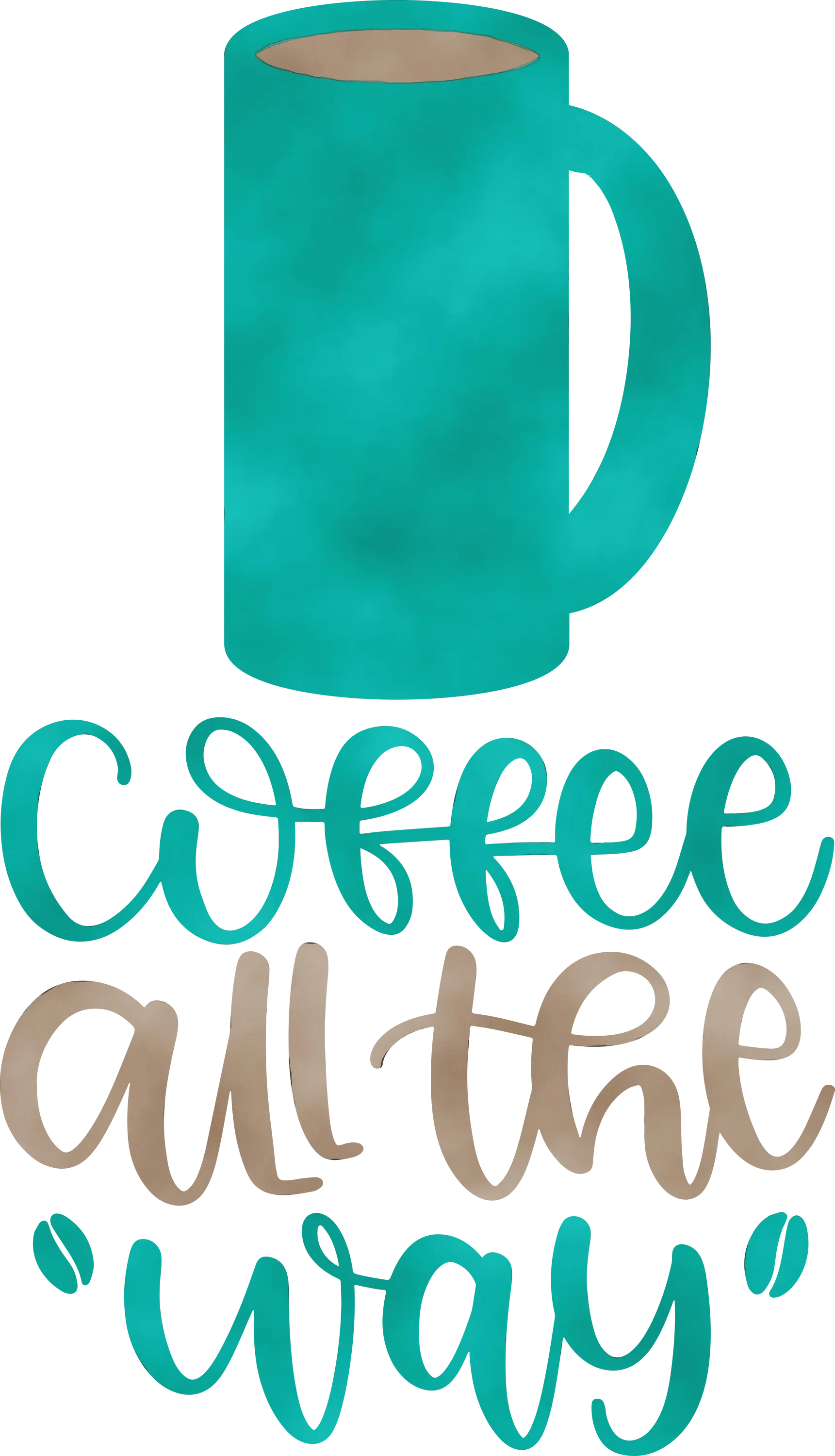 Blue Coffee Mug with Coffee Quote Illustration