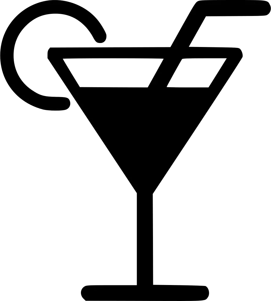 Cocktail Glass with Straw and Lemon