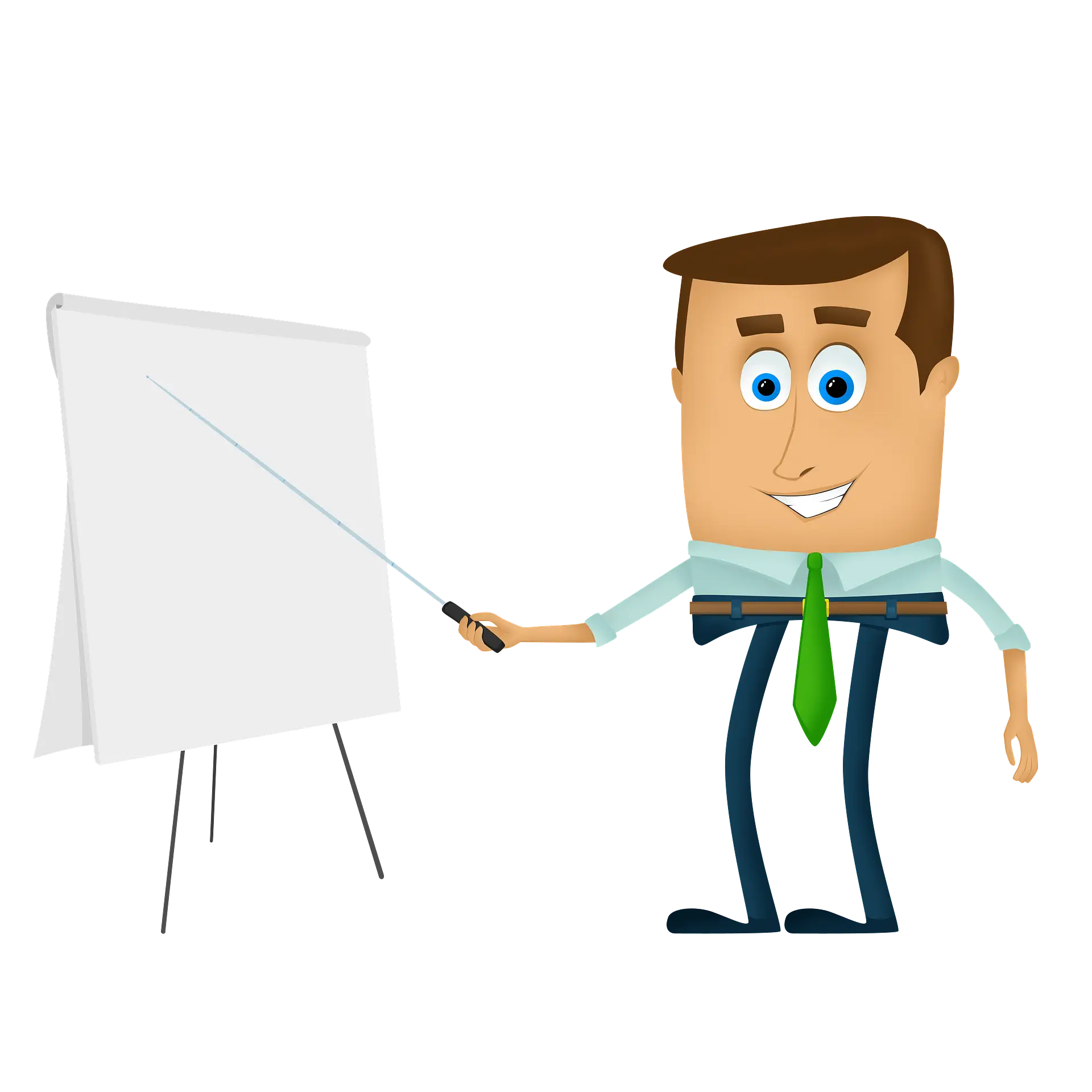 Cartoon Presenter with Pointer and Board