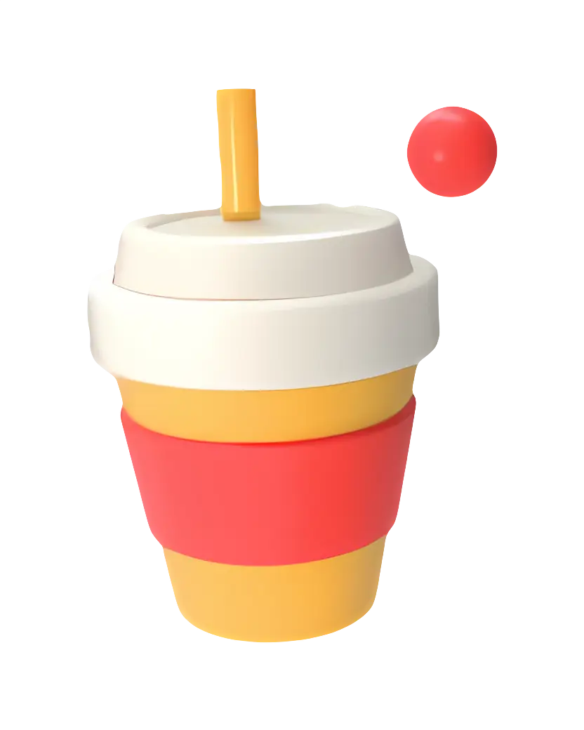 Colorful Cup with Straw